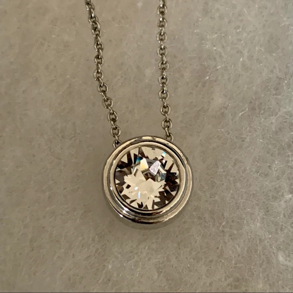 Touchstone Crystal Jewelry - Touchstone Round Crystal Silver Necklace Swarovski